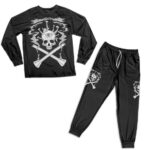 Cannabis Smoking Skull And Bong Logo Black Nightwear Set