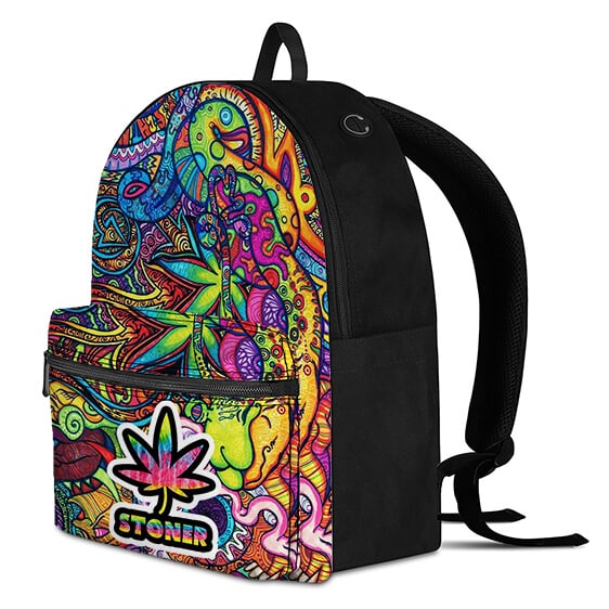 Cannabis Trippy Multicolor Abstract Art 420 Backpack Bag