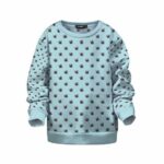 Caribbean Blue Trippy Marijuana Leaf Pattern Kids Sweater