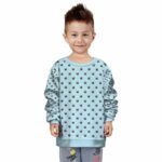 Caribbean Blue Trippy Marijuana Leaf Pattern Kids Sweater