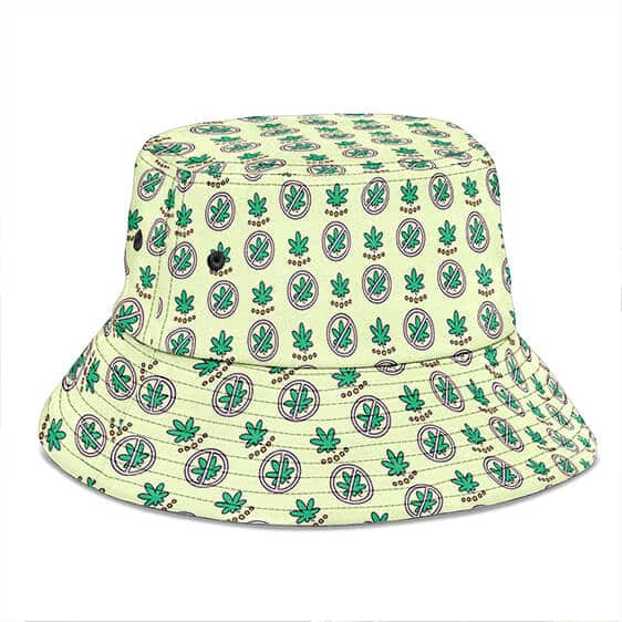 Cartoon Marijuana Cannabis Leaf Pattern Awesome Bucket Hat