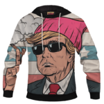 Cartooned Donald Trump Smoking Weed Pullover Hoodie