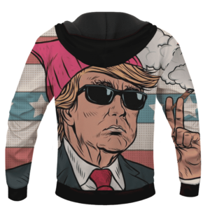 Cartooned Donald Trump Smoking Weed Pullover Hoodie