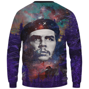 Che Guevara Cannabis Space Galaxy Farm Pullover Crewneck Sweatshirt - Back Mockup