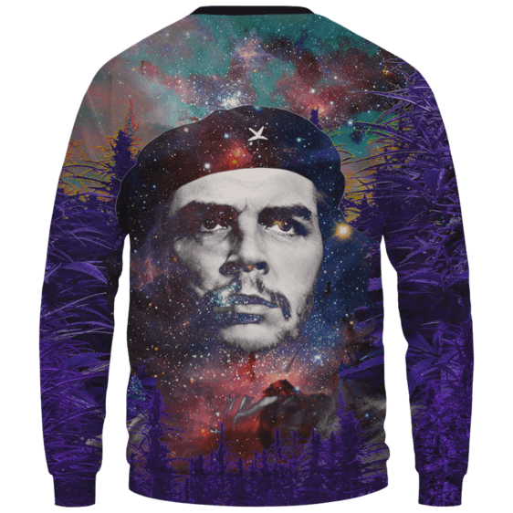Che Guevara Cannabis Space Galaxy Farm Pullover Crewneck Sweatshirt - Back Mockup