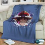 Chilling Luffy One Piece Marijuana Art Parody Throw Blanket