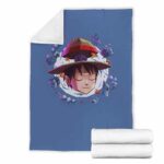 Chilling Luffy One Piece Marijuana Art Parody Throw Blanket