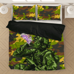 Chilling Out Soldier Smoking Marijuana Cool Awesome Bedding Set