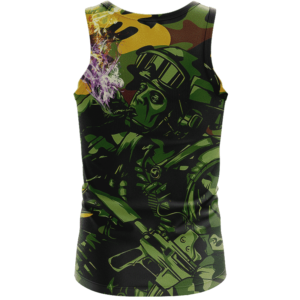 Chilling Out Soldier Smoking Marijuana Cool Awesome Tank Top - Back