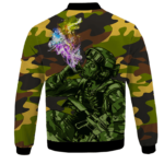 Chilling Out Soldier Smoking Marijuana Cool Bomber Jacket -BACK