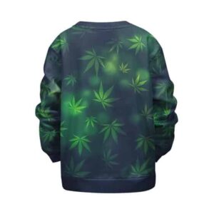 Classic 420 Marijuana Leaf Pattern Navy Blue Kids Sweater