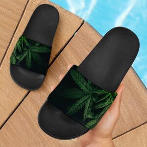 Fade to Black Marijuana Leaves Dope 420 Weed Slide Slippers