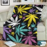 Colorful Marijuana Leaves Pattern Art Fleece Blanket
