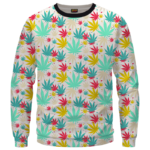 Colorful Marijuana Weed Hemp Print Pattern Crewneck Sweatshirt