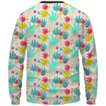 Colorful Marijuana Weed Hemp Print Pattern Crewnefck Sweatshirt - Back Mockup