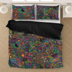 Colorful Psychadelic Marijuana 420 Weed Awesome Bedding Set