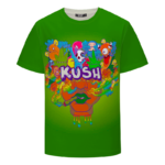 Colorful Trippy Cartoon Kush Blunt Art 420 Marijuana T-shirt