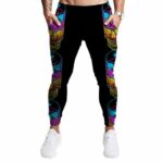 Colorful Trippy Skull Marijuana Art Black 420 Sweatpants