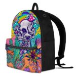Colorful Weed with Trippy Shroom Skull Cool Funky Backpack