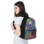 Colorful Weed with Trippy Shroom Skull Cool Funky Backpack