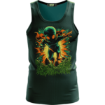 Cool Alien Vector Art Cartoon Style Marijuana Kush Green Tank Top