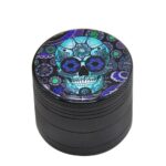 Cool Blue Decorative Sugar Skull Flower Pattern Weed Grinder