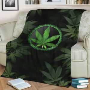 Cool Cannabis 3D Logo Realistic Weed Hemp Fleece Blanket