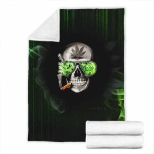 Cool Hipster Skull Smoking Cannabis Joint Throw Blanket
