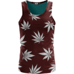 ﻿Cool Marijuana Leaves On Print Dark Red Awesome Tank Top