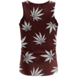 ﻿Cool Marijuana Leaves On Print Dark Red Awesome Tank Top - Back