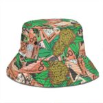 Cool Money & Marijuana Weed Kush Leaves Pattern Bucket Hat