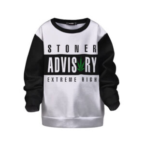 Cool Stoner Advisory Extremely High White Kids Sweatshirt