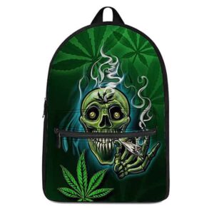 Creepy High Skull Smoking a Joint Dope Cannabis Knapsack