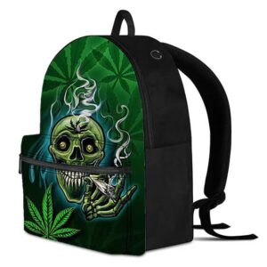 Creepy High Skull Smoking a Joint Dope Cannabis Knapsack