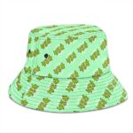 Cute 420 Cannabis Typography Pattern Surf Green Bucket Hat
