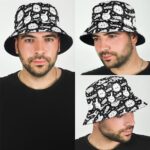 Cute Bong And Smoke Cartoon Pattern Black Bucket Hat