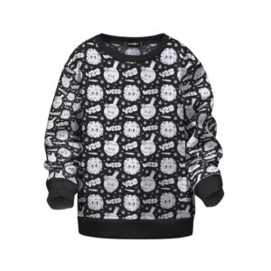 Cute Bong & Smoke Cartoon Pattern Black Kids Sweater
