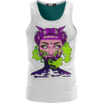 Cute Stoned Cat Woman Vector Style Minimalist Tank Top