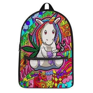 Cute Unicorn Smoking Blunt with Marijuana Most Cool Backpack