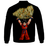 DBZ Goku Spirit Bomb Ganja Weed All Black Bomber Jacket - BACK