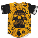 Dope Doodle Art Cartoon Skull 420 Marijuana Baseball Jersey