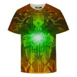 Dope Marijuana Cute Girl Art Brown And Green Awesome T-shirt