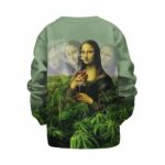 Dope Mona Lisa Enjoying Weed & Wine Kids Pullover Sweatshirt