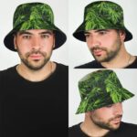 Dope Mona Lisa Enjoying Weed & Wine Parody Art Bucket Hat