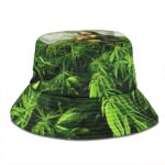 Dope Mona Lisa Enjoying Weed & Wine Parody Art Bucket Hat
