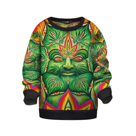 Dope Reefer Face Kaleidoscope Artwork Kids Pullover Sweater