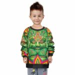 Dope Reefer Face Kaleidoscope Artwork Kids Pullover Sweater
