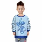 Dope Skeleton Hitting a Bong Light Blue Kids Sweatshirt