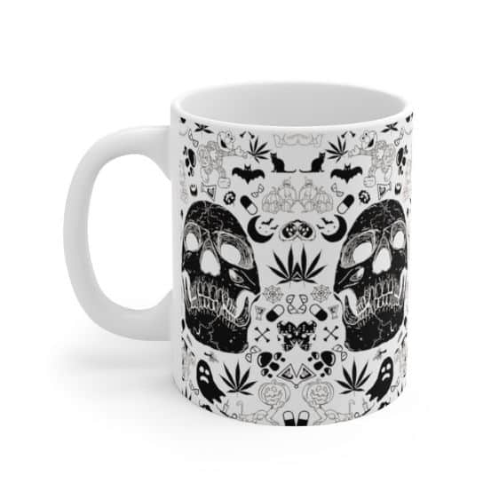 Dope Skull & Marijuana Doodle Artwork 420 Ceramic Coffee Mug