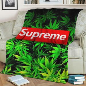 Dope Supreme Realistic Marijuana Design Throw Blanket